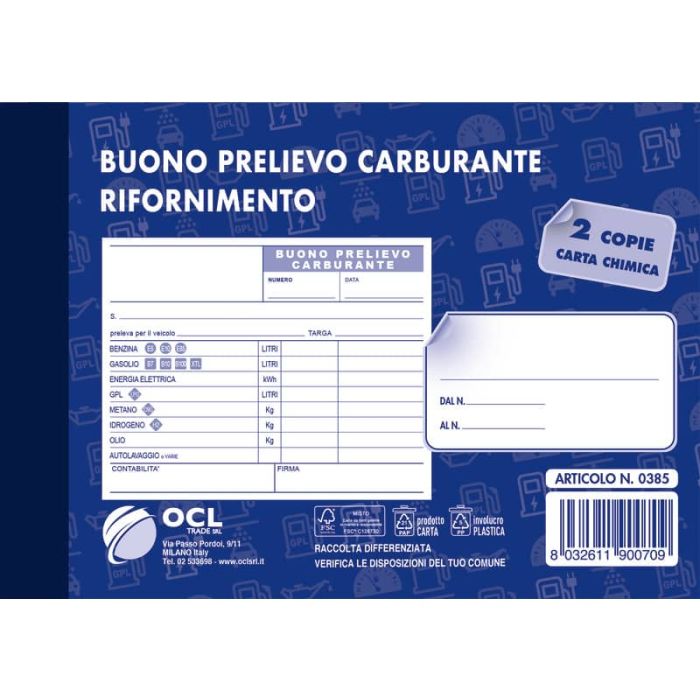 Blocco buoni prelevamento O.C.L. carburante 0385N main product photo