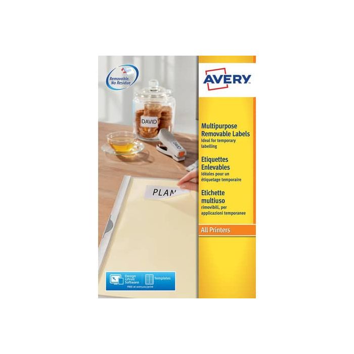 Etichette bianche rimovibili AVERY 210 x 297mm 25 fogli - L4735REV-25 main product photo