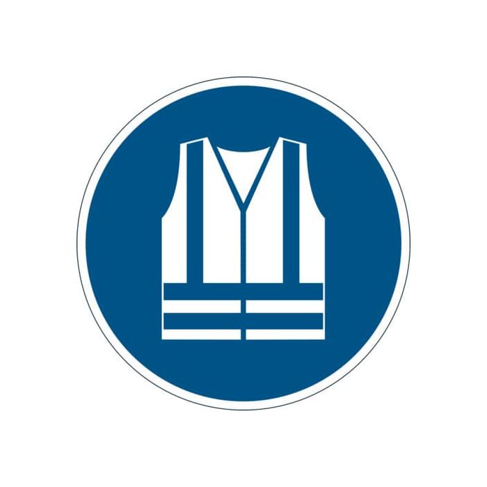 Pittogramma da pavimento "Gilet di sicurezza alta visibilità obbligatorio'' Durable azzurro Ø 430 mm - 173506 main product photo