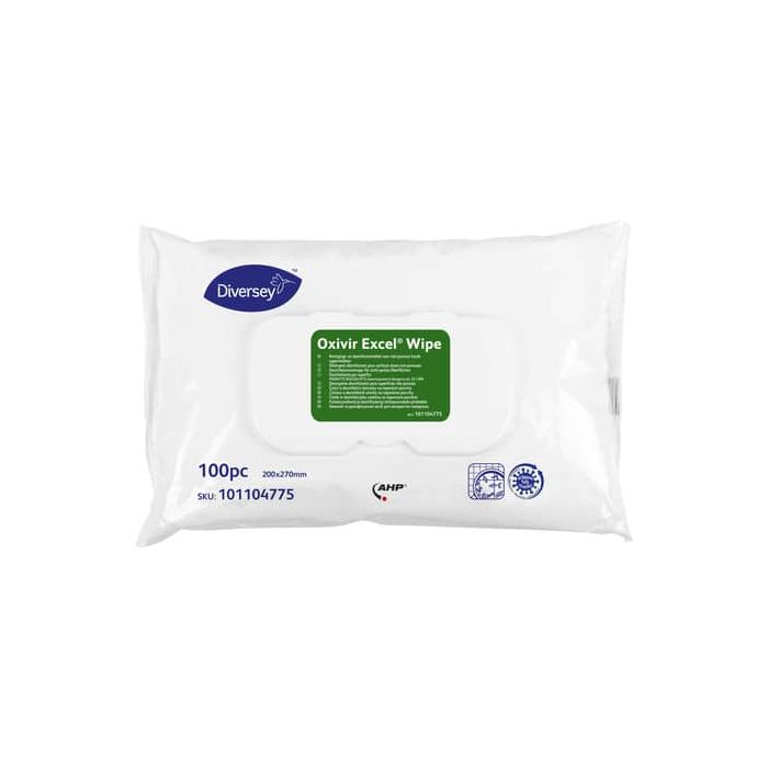Salviette detergenti disinfettanti per superfici Diversey Oxivir Excel Wipes - Conf. 100 salviette - 101104775 main product photo