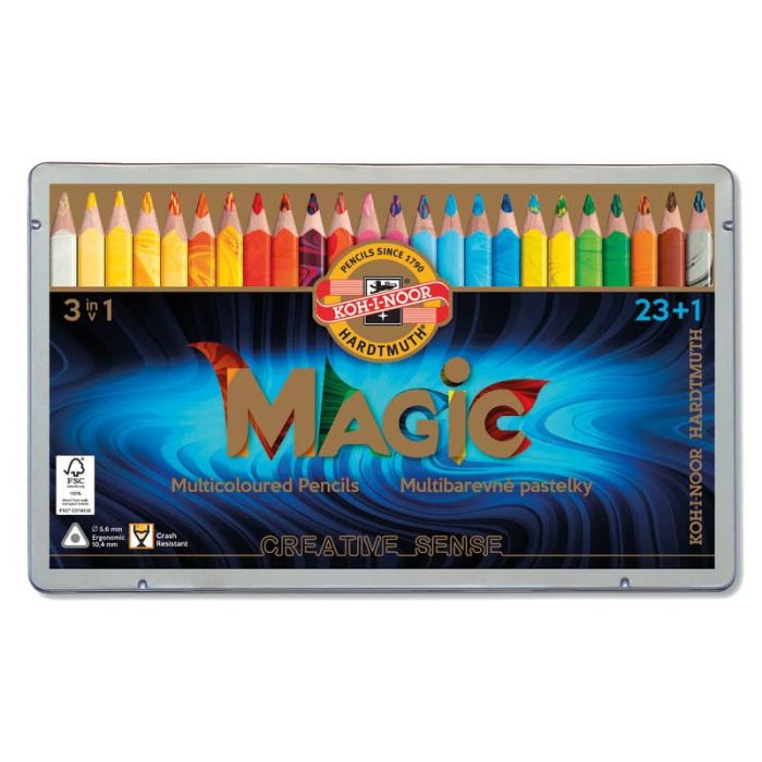 Astuccio matite multicolore KOH-I-NOOR legno di cedro 23 colori 23 matite + 1 blender - H3408024 main product photo