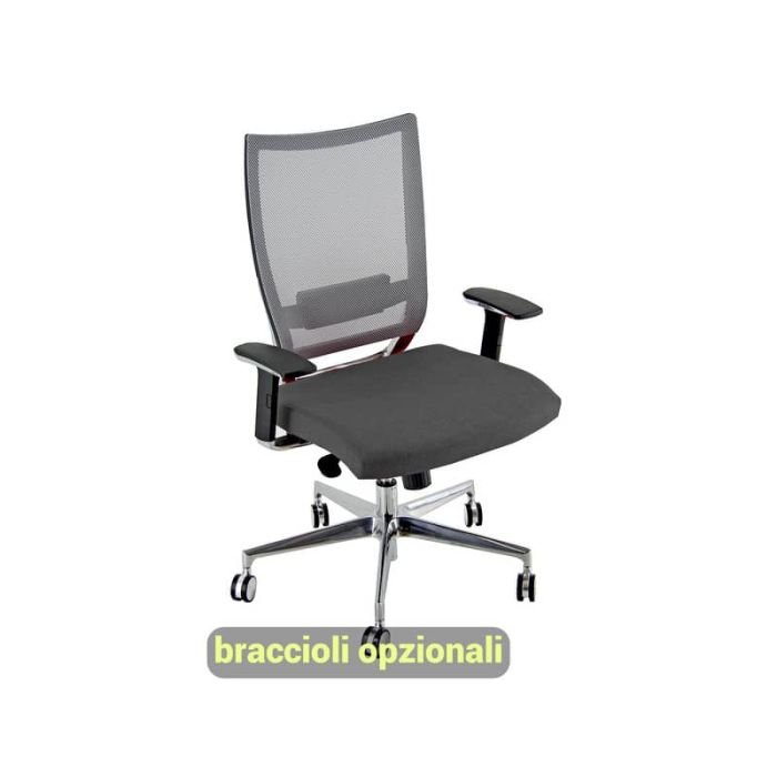 Sedia semidirezionale girevole Unisit Concept COTXL schienale in rete grigio - rivestimento fili luce grigio COTXL/F14 main product photo