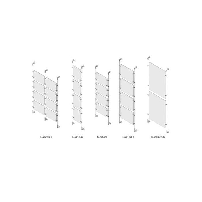 Sist. a cavetto 4 pannelli porta-avvisi Tecnostyl A3 in acril. 48x4,5x400 cm con viti+tasselli fissaggio-silver - SC41A3H main product photo