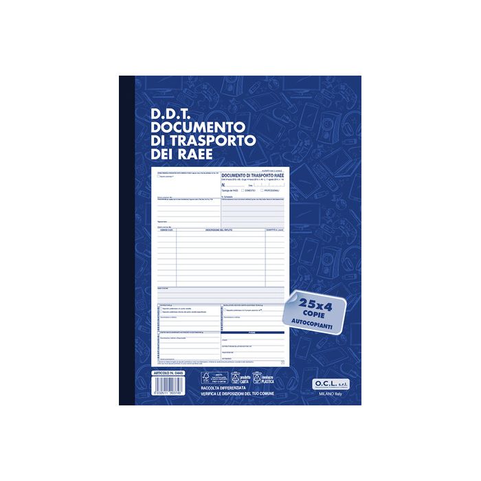 Blocco DDT dei RAEE O.C.L. 25x4 copie - conf. 5 blocchi - 21,6x29,7 cm 0446 main product photo