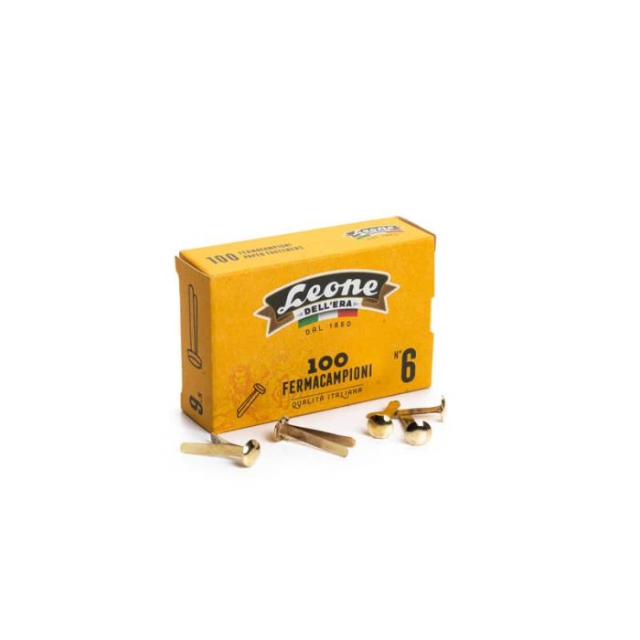 Fermacampioni Dell'Era in acciaio testa bombata N.6 27 mm ottone scatola da 100 pz. - FC6 main product photo