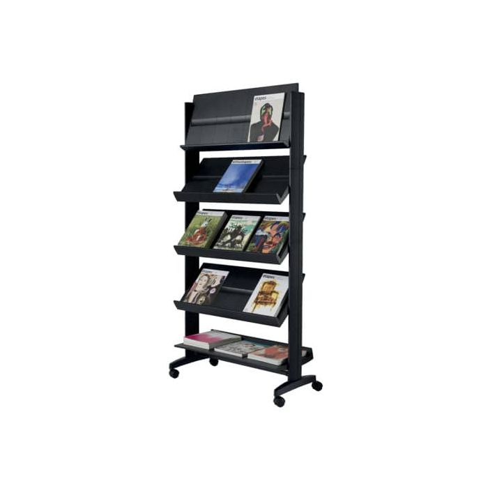 Portariviste da terra Paperflow large 5 ripiani con ruote nero - 85,5x38,5x165 cm - K502551 main product photo