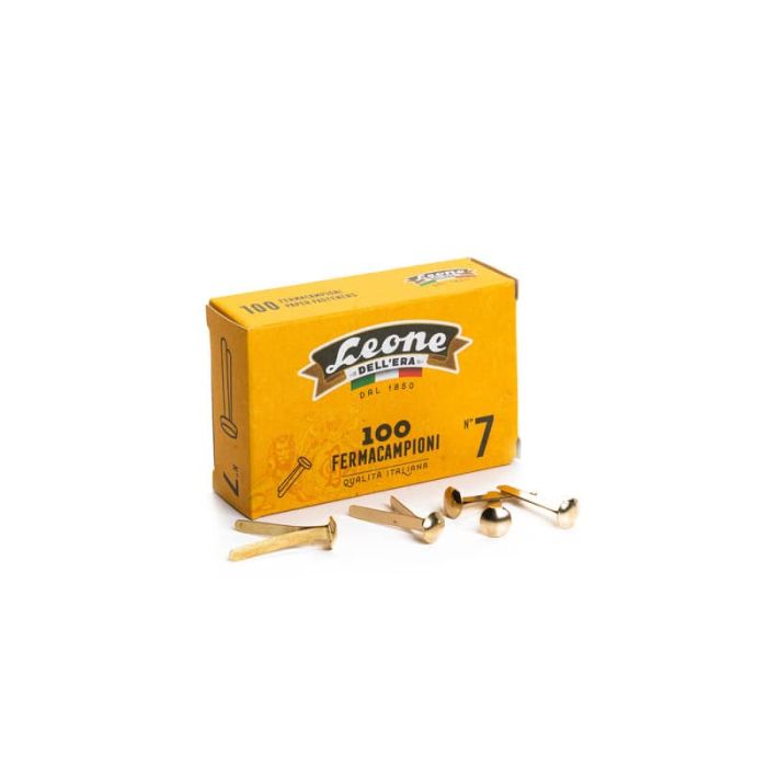 Fermacampioni Dell'Era in acciaio testa bombata N.7 31 mm ottone scatola da 100 pz. - FC7 main product photo
