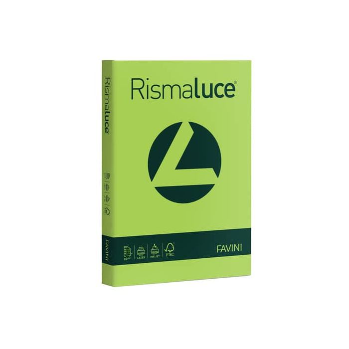 Carta colorata Favini Rismaluce colori forti 200 g/m² A4 pistacchio - Risma da 125 fogli - A67M104 main product photo