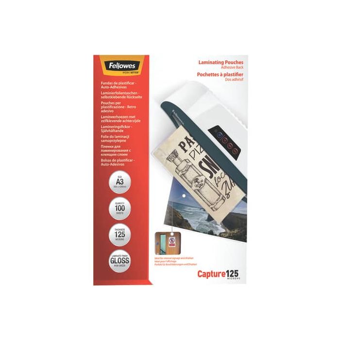 Pouches autoadesive Fellowes 125 my - finitura lucida - conf. da 100 pz - A3 5329001 main product photo