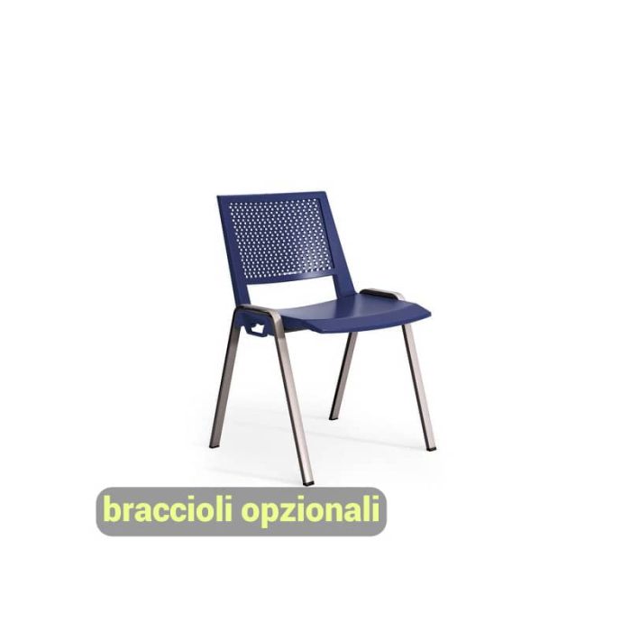 Sedia visitatore a 4 gambe Unisit Kentra KEC base cromo schienale traspirante PPL blu - KEC/BL main product photo