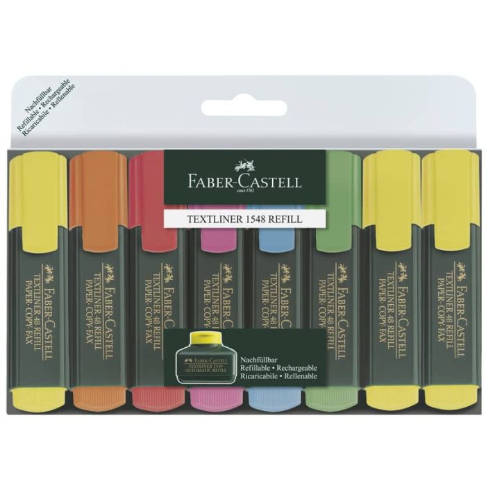 Evidenziatori Faber-Castell Textliner 48 Refill tratto 1-2-5 mm assortiti astuccio da 6+2 omaggio - 154862 main product photo