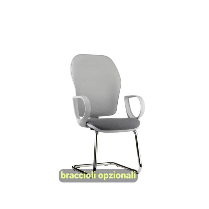 Sedia operativa interlocutore su slitta Unisit Hubble Grafix HUHUSGR rivest. Eco grigio scuro - HUHUSGR/ET main product photo