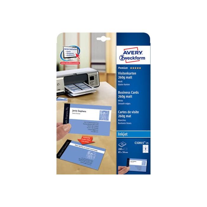 Biglietti da visita personalizzabili AVERY 85 x 54mm 25 fogli - C32015-25 main product photo