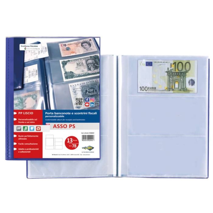 Porta banconote e scontrini fiscali Sei Rota ASSO PS 13 buste - blu 57000007 main product photo