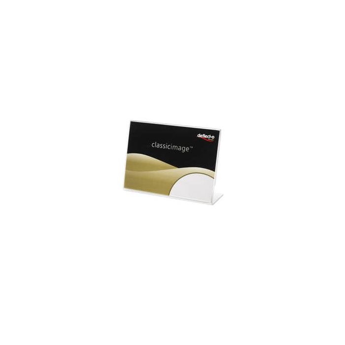 Porta-avvisi deflecto® A7 orizzontale in polistirene con base a L trasparente 480401 main product photo