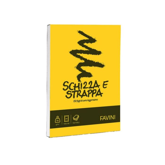 Album da disegno Favini SCHIZZA&STRAPPA in carta naturale liscia 50 g/m² 10,5x14,8cm (A6) -150fg - A200706 main product photo