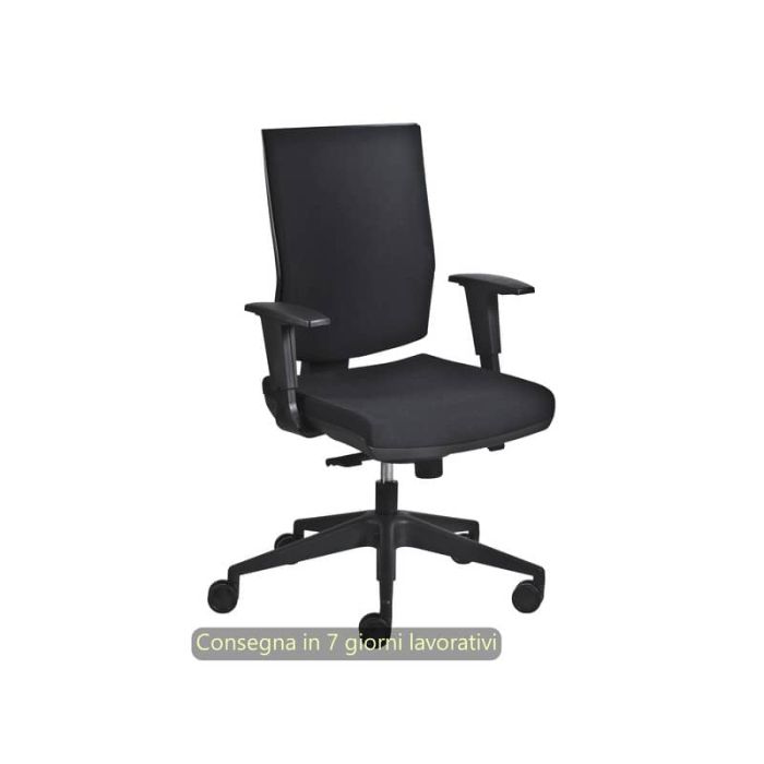 Poltrona semi-direzionale Aura Syncro Seditaly tessuto ignifugo nero braccioli regolabili - AUG0S1SEGB833 main product photo