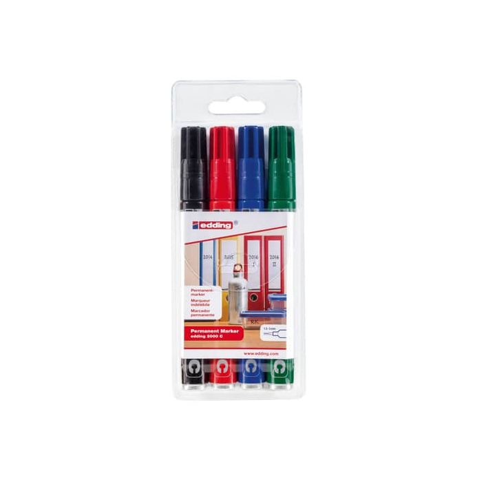 Marcatore permanente Edding 2000 C punta conica 1,5-3 mm - conf. 4 colori assortiti - E-2000C/4S main product photo