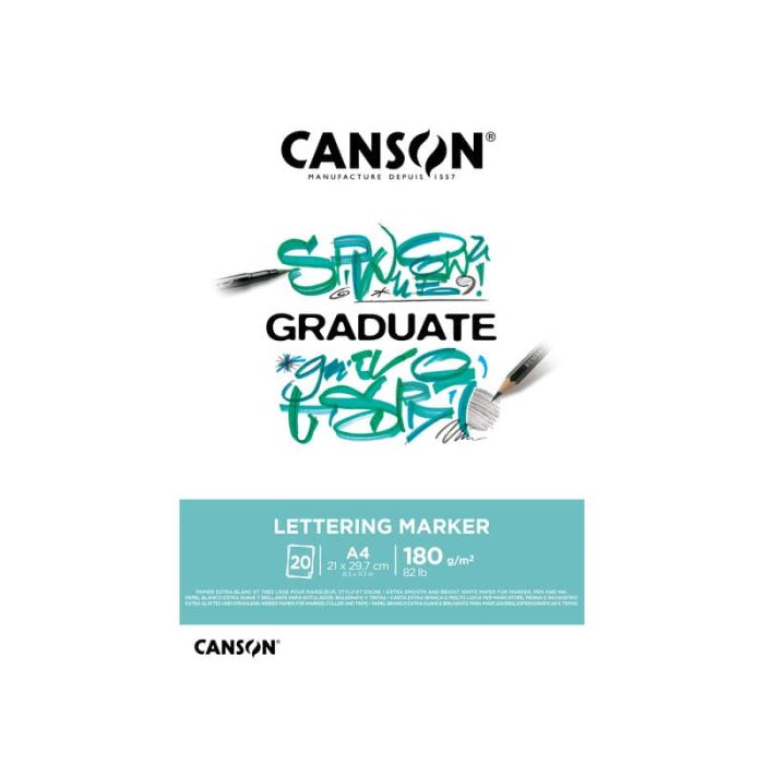 Blocco GRADUATE Lettering Marker A4 20 fogli 180 g/m² Canson bianco C31250P026 main product photo