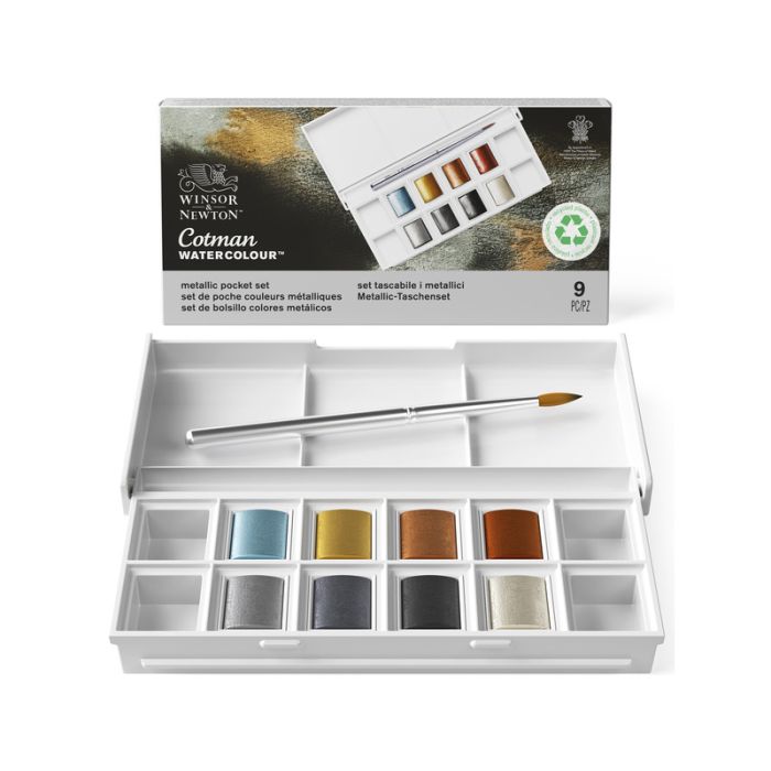 Acquerelli Winsor&Newton Cotman - conf. 8 mezzi godet in colori metallici assortiti 0390702 main product photo
