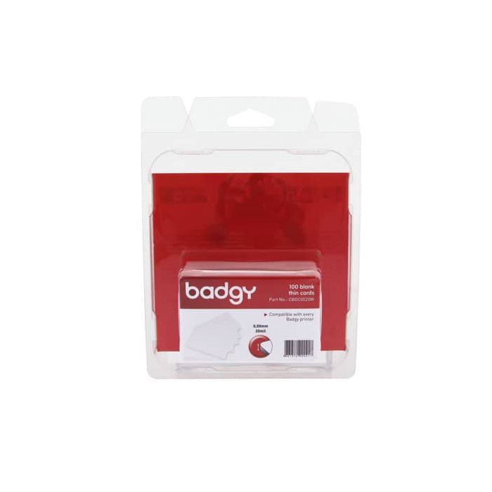 Tessere fini in PVC per stampante Badgy 0,50 mm in confezione da 100 tessere - CBGC0020W main product photo