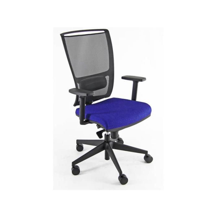 Sedia semidirezionale girevole Unisit Zoe ZOEA schienale in rete nero rivest. ignifugo blu - con braccioli ZOEA/BR/IB main product photo