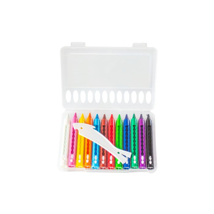 Pastelli a cera Donau in conf. trasparente appendibile da 12 pezzi colori assortiti - 322300 main product photo