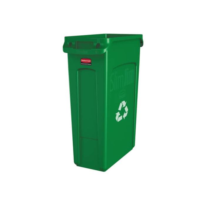 Contenitore rifiuti per differenziata Rubbermaid Slim Jim con canali di ventilazione 87 L verde - FG354007GRN main product photo