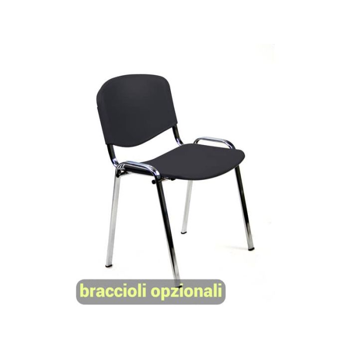 Sedia visitatore a 4 gambe Unisit Dado D5PC - struttura cromo - PPL nero - conf. 2 pezzi - D5PC/2/NE main product photo