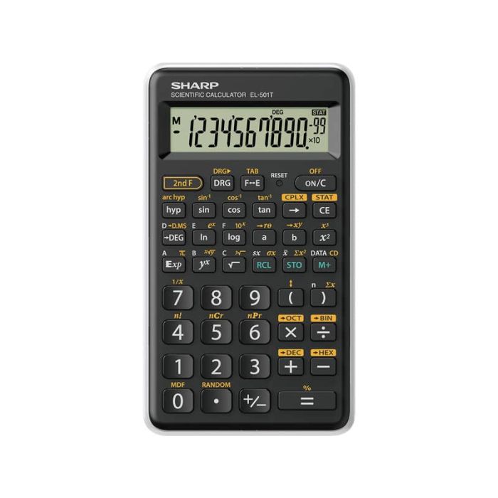 Calcolatrice scientifica Sharp EL-501T con 146 funzioni e ampio display 10+2 cifre bianca - EL501TBWH main product photo