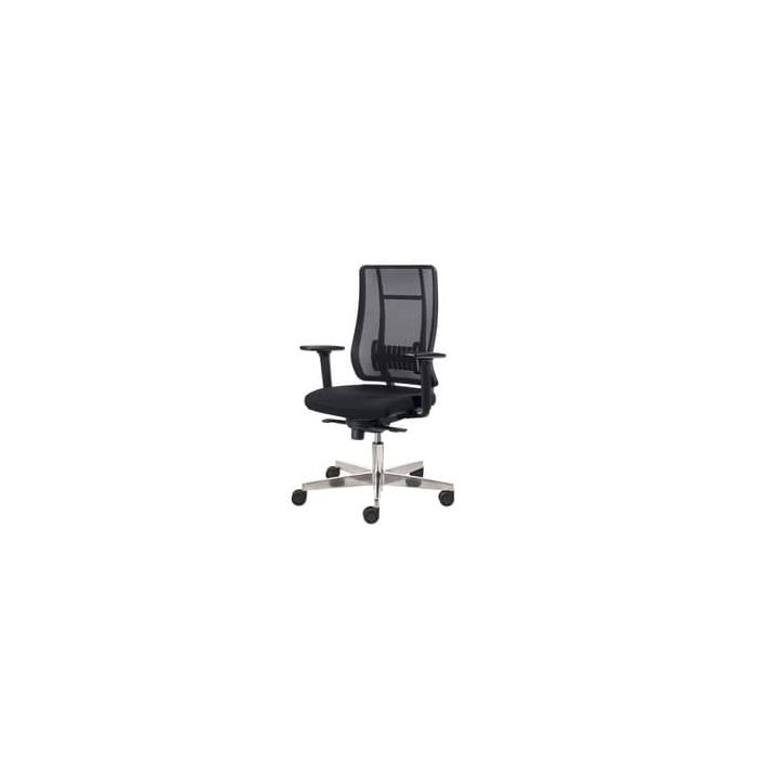 Poltrona semi-direzionale Liberty Syncro Seditaly tessuto ignifugo nero base alluminio LTG0S18EGB1R1 main product photo