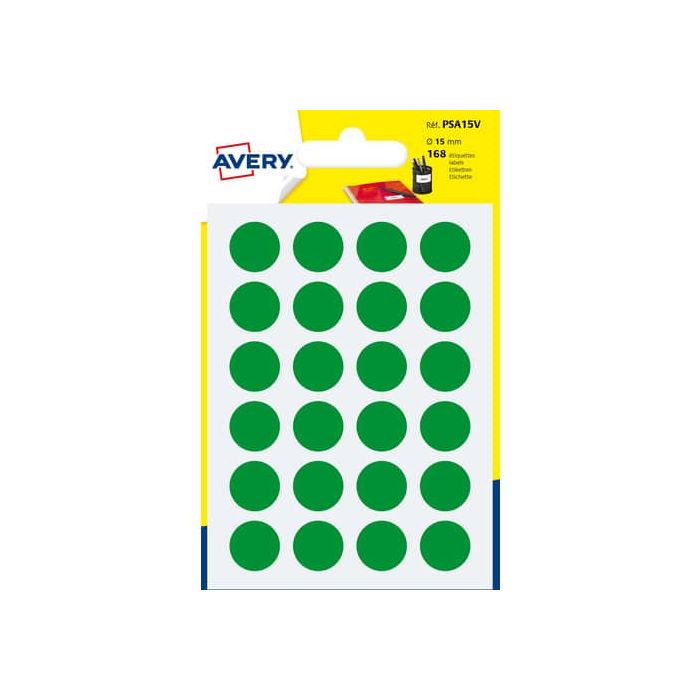Etichette rotonde colorate AVERY verde Ø 15 mm 7 fogli - PSA15V main product photo