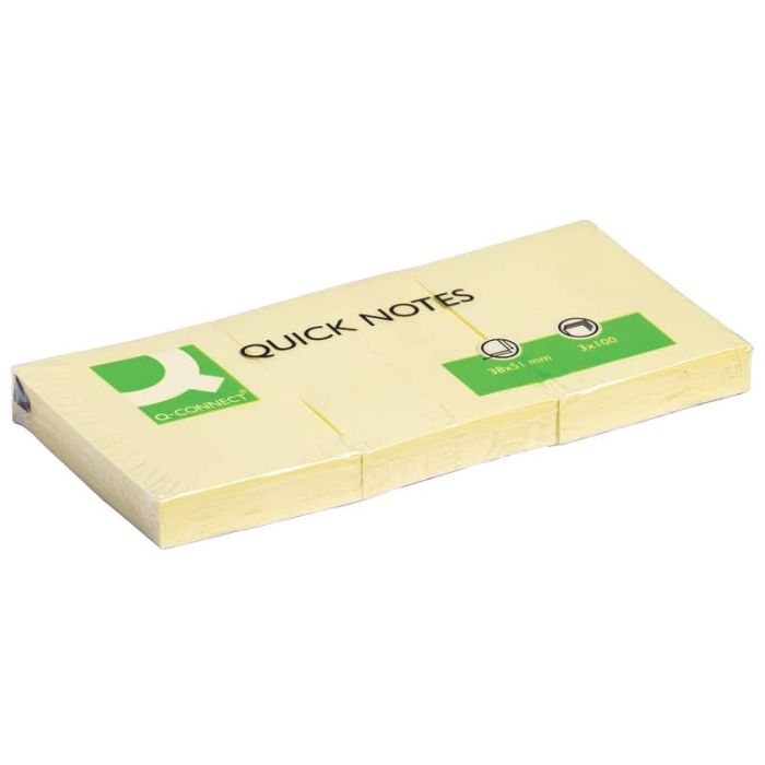 Foglietti riposizionabili Q-Connect 63 g/m² giallo 38x51 mm 12 blocchetti da 100 ff - KF10500 main product photo