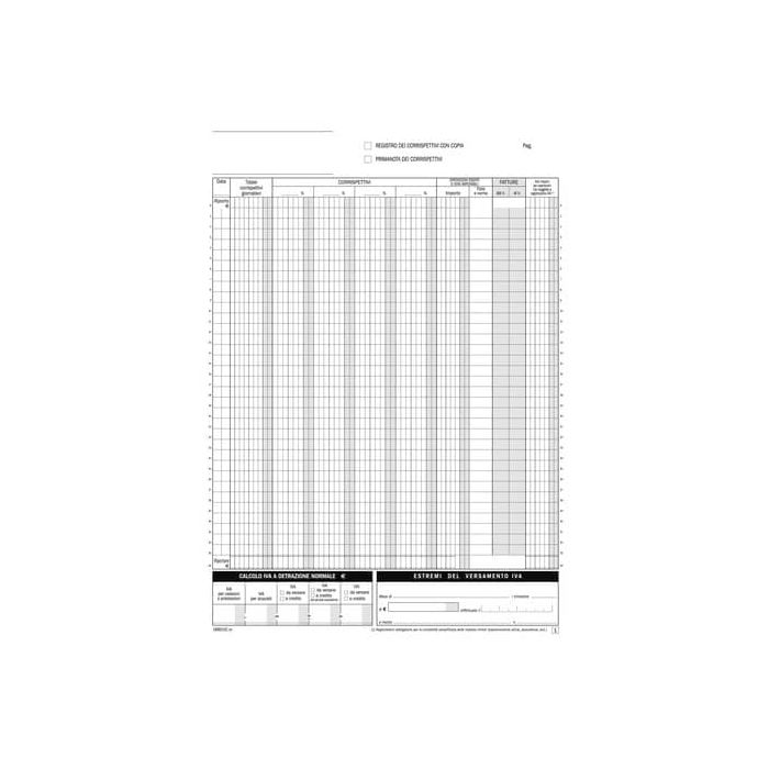 Blocco Registro Corrispettivi primanota dettaglianti Flex 29,7x21,5 cm 12x2 copie autoricalcanti - 1685120000 main product photo