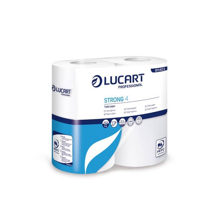 Carta igienica a rotolo Strong 4 - 2 veli - bianca conf. 4 pz. Lucart Professional - 811403I main product photo