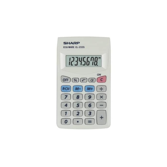 Calcolatrice tascabile SHARP con display a 8 cifre bianco SH-EL233SB main product photo