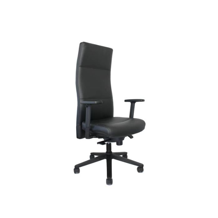 Poltrona direzionale girevole Unisit Next schienale alto regolabile - rivest. pelle nero - con braccioli NEXT/PN main product photo