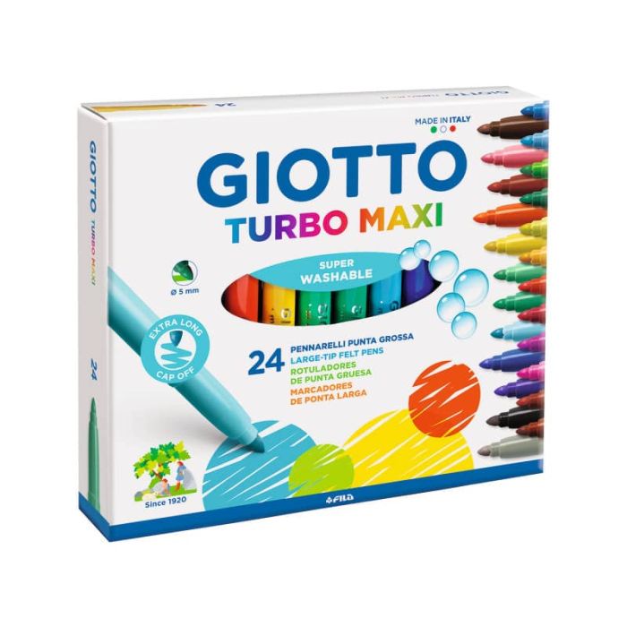 Pennarelli GIOTTO Turbo Maxi punta grossa 5 mm assortiti astuccio da 24 - 455000 main product photo