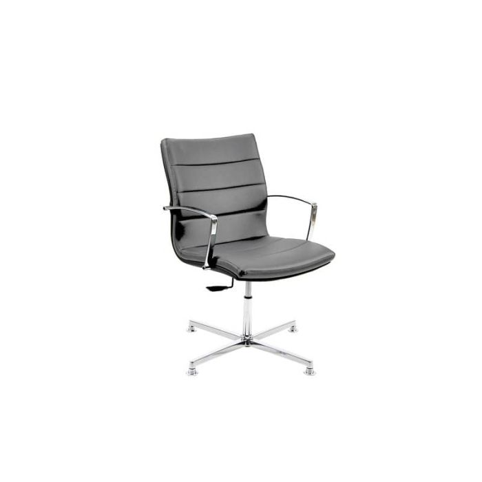 Sedia interlocutore direzionale girevole Unisit Aquarius AQD4 - schienale basso - riv. pelle grigio con braccioli AQD4/PT main product photo