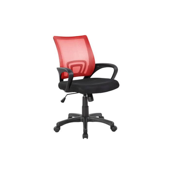 Sedia operativa con braccioli Serena Group St. Louis schienale in rete rosso rivestimento tessuto nero - E8085MR main product photo