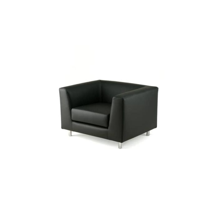 Divano attesa a 1 posto Unisit Quad QD1 schienale fisso - rivestimento in vera pelle nero - QD1/PN main product photo