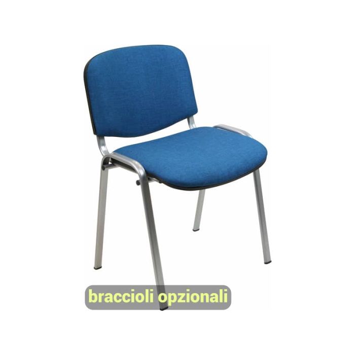 Sedia visitatore 4 gambe Unisit Dado D5G acciaio grigio - rivestimento eco blu - Conf. 2 pezzi - D5G/2/EB main product photo