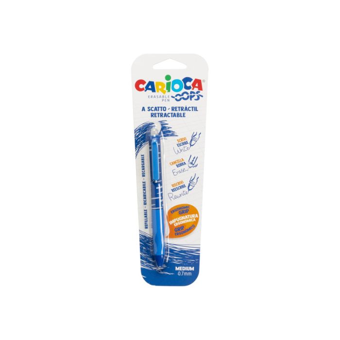 Penne a scatto cancellabili Carioca OOPS inchiostro termosensibile M 0,7 mm blu 43042/02 main product photo