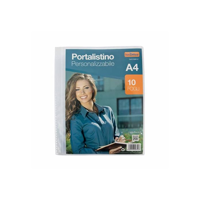 Portalistino personalizzabile Nikoffice A4 trasparente - 100 fogli 01NIK144 main product photo