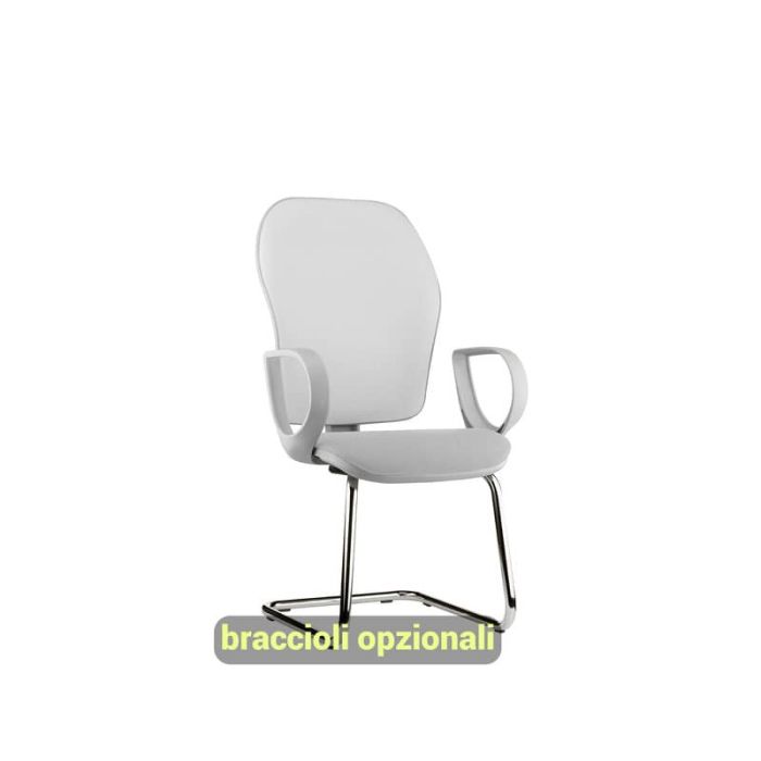 Sedia operativa interlocutore su slitta Unisit Hubble Grafix HUHUSGR rivest. pelle bianco - HUHUSGR/PQ main product photo