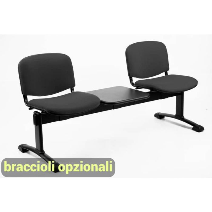 Panca 2 posti attesa Unisit Dado D52PT con tavolino - rivestimento Eco grigio scuro - D52PT/ET main product photo