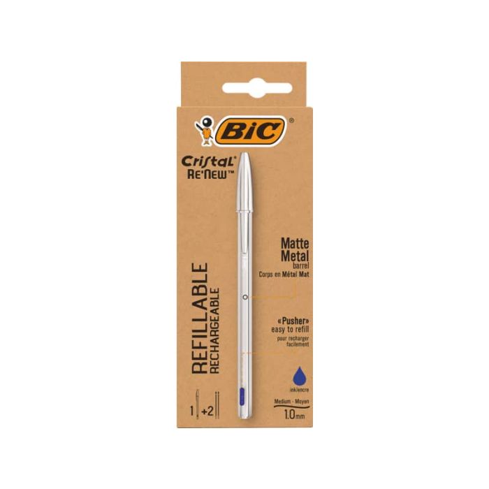 Penna a sfera ricaricabile BIC Cristal Re-New 1 mm blu 997202 main product photo