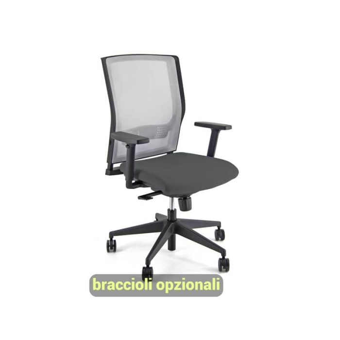 Sedia operativa girevole Unisit X Ray X2 schienale in rete grigio - rivestimento Eco grigio scuro - X2/ET main product photo