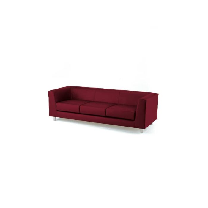 Divano attesa a 3 posti Unisit Quad QD3 schienale fisso - rivestimento tessuto ignifugo bordeaux - QD3/ID main product photo
