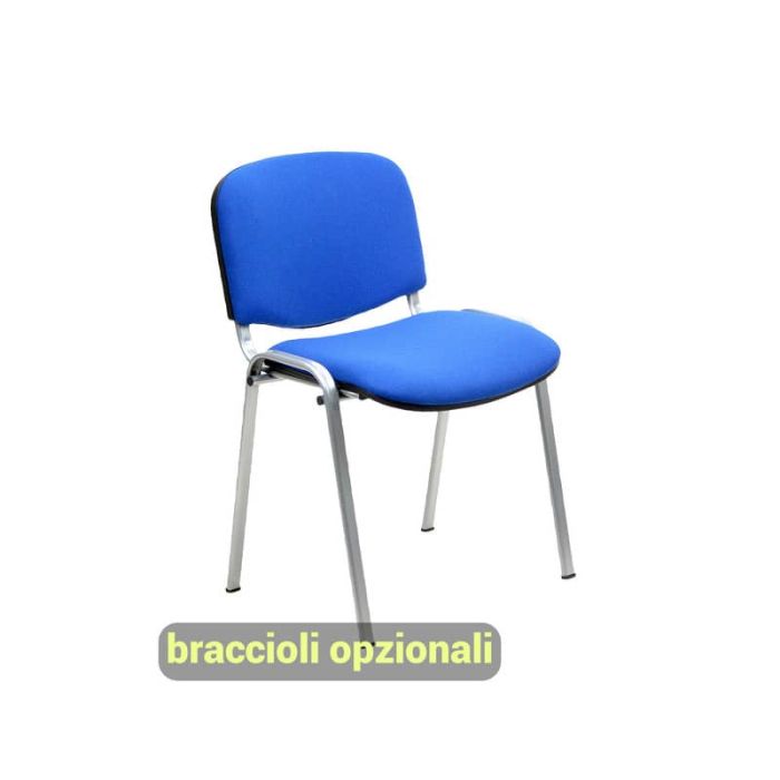 Sedia visitatore 4 gambe Unisit Dado D5C acciaio cromato - rivestimento eco blu - Conf. 2 pezzi - D5C/2/EB main product photo